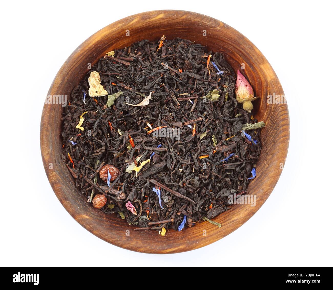 Dry tea in saucer isolated on white Stock Photo Alamy