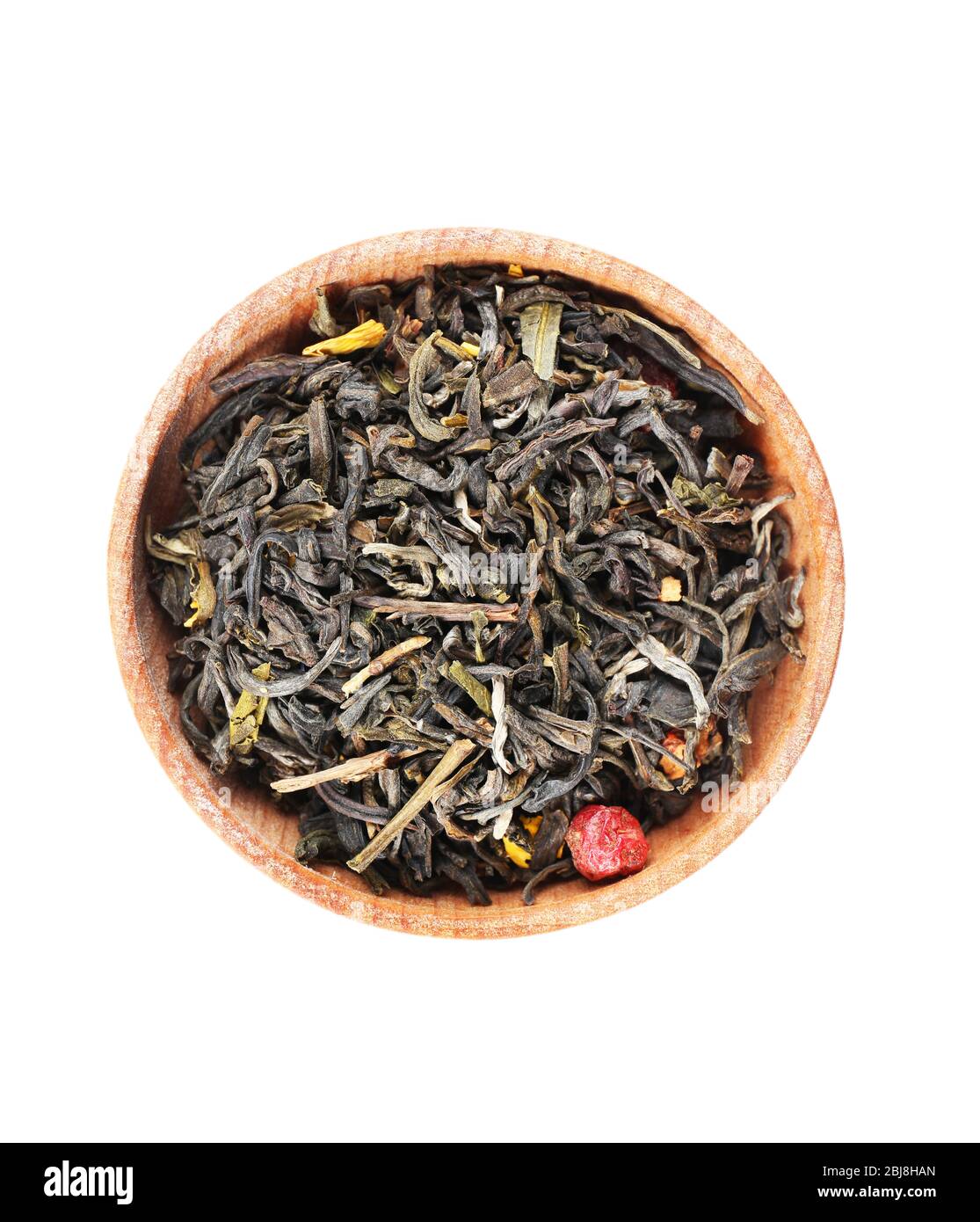 Dry tea in saucer isolated on white Stock Photo Alamy