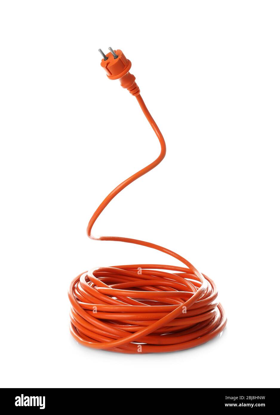 Orange rolled extension isolated on white Stock Photo