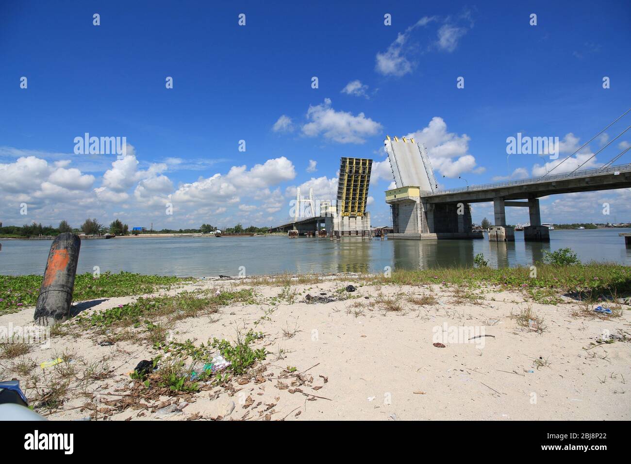 blue sky golden bridge in pangkalpinang, indonesia Stock Photo - Alamy