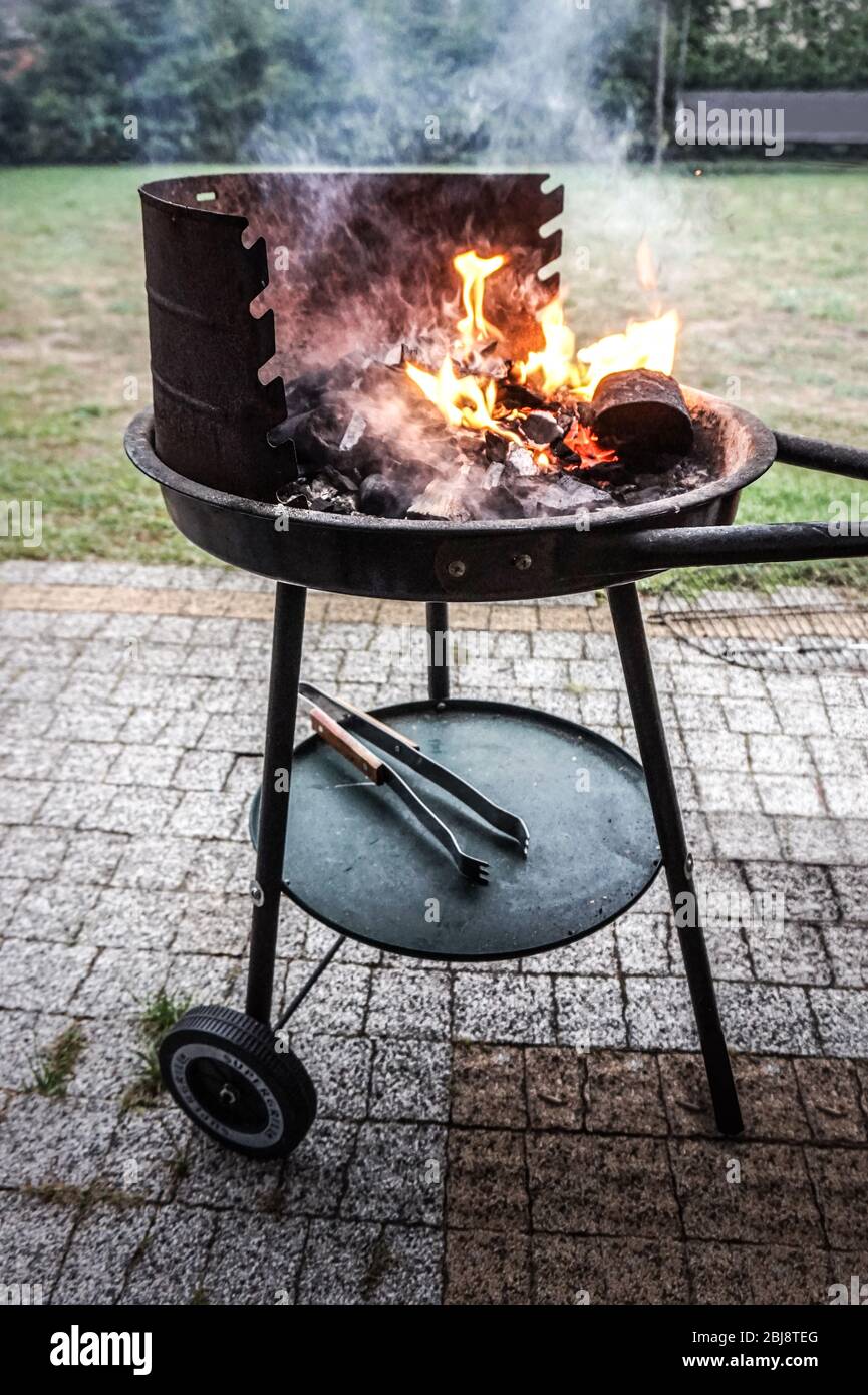Grill flame and smoke Stock Photo Alamy