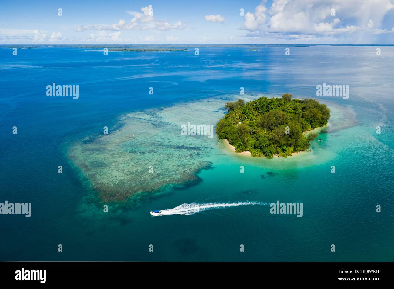 Aerial View of Lissenung Island, New Ireland, Papua New Guinea Stock Photo