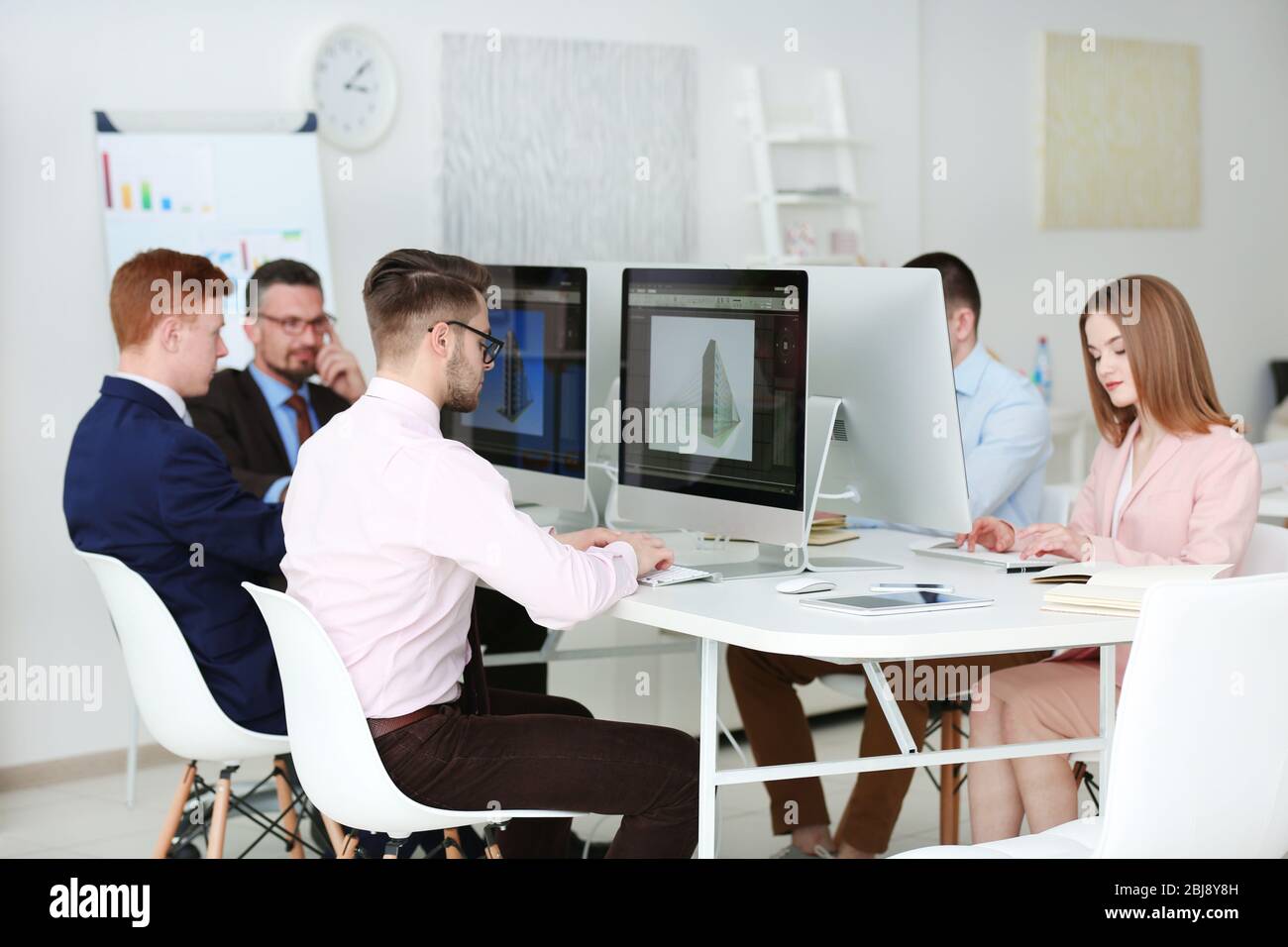Young engineers working in the office Stock Photo