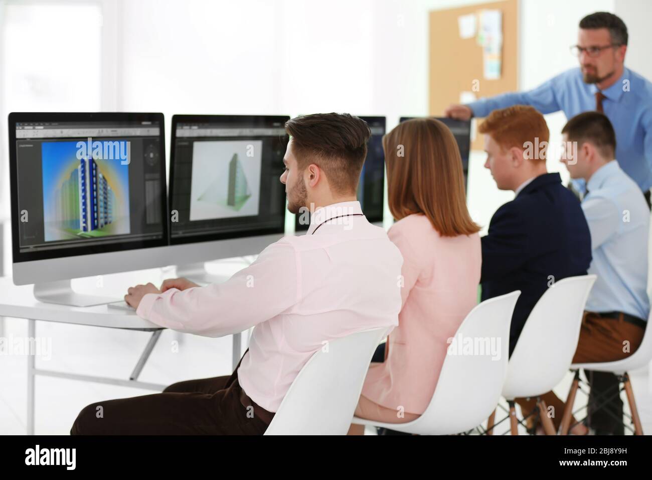 Young engineers working in the office Stock Photo