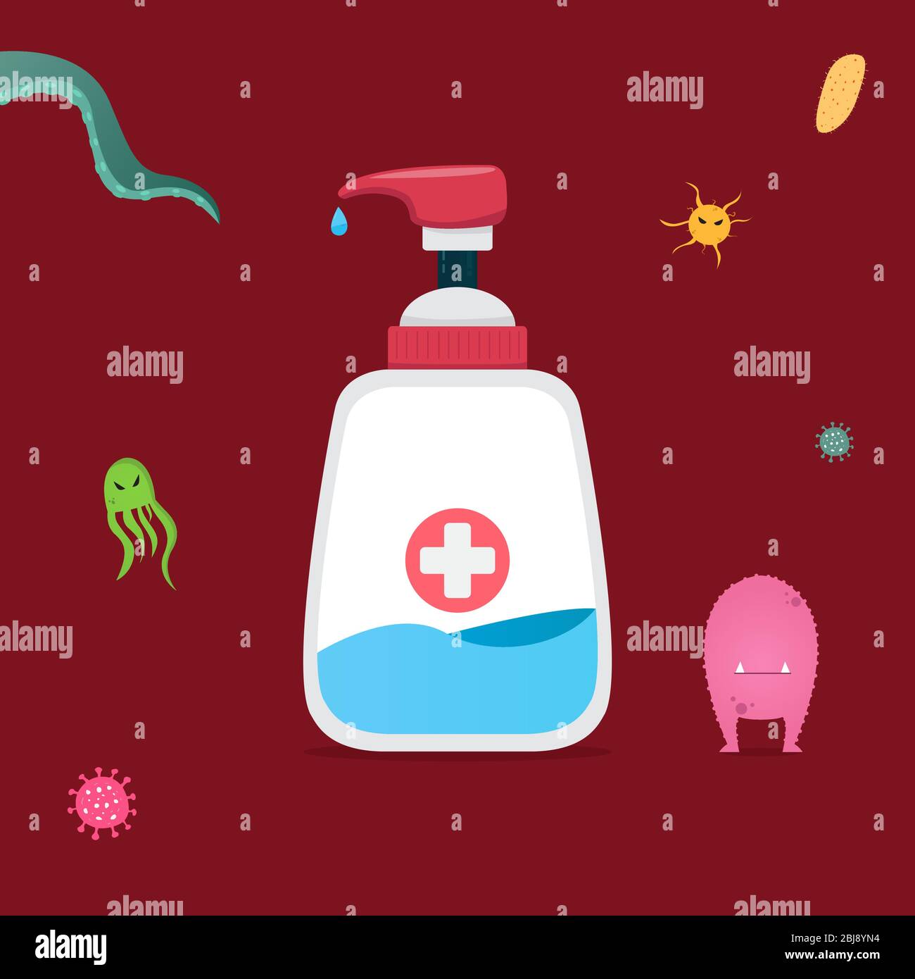 Hand Sanitizer Versus Viruses and Bacteria Stock Vector Image & Art Alamy