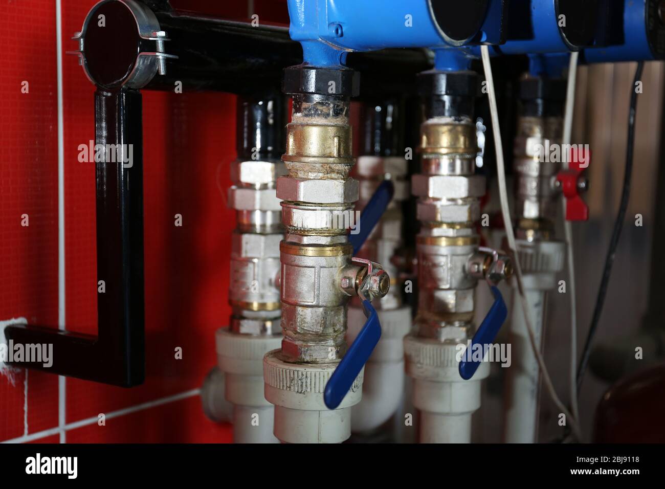Heating system in a boiler room Stock Photo Alamy