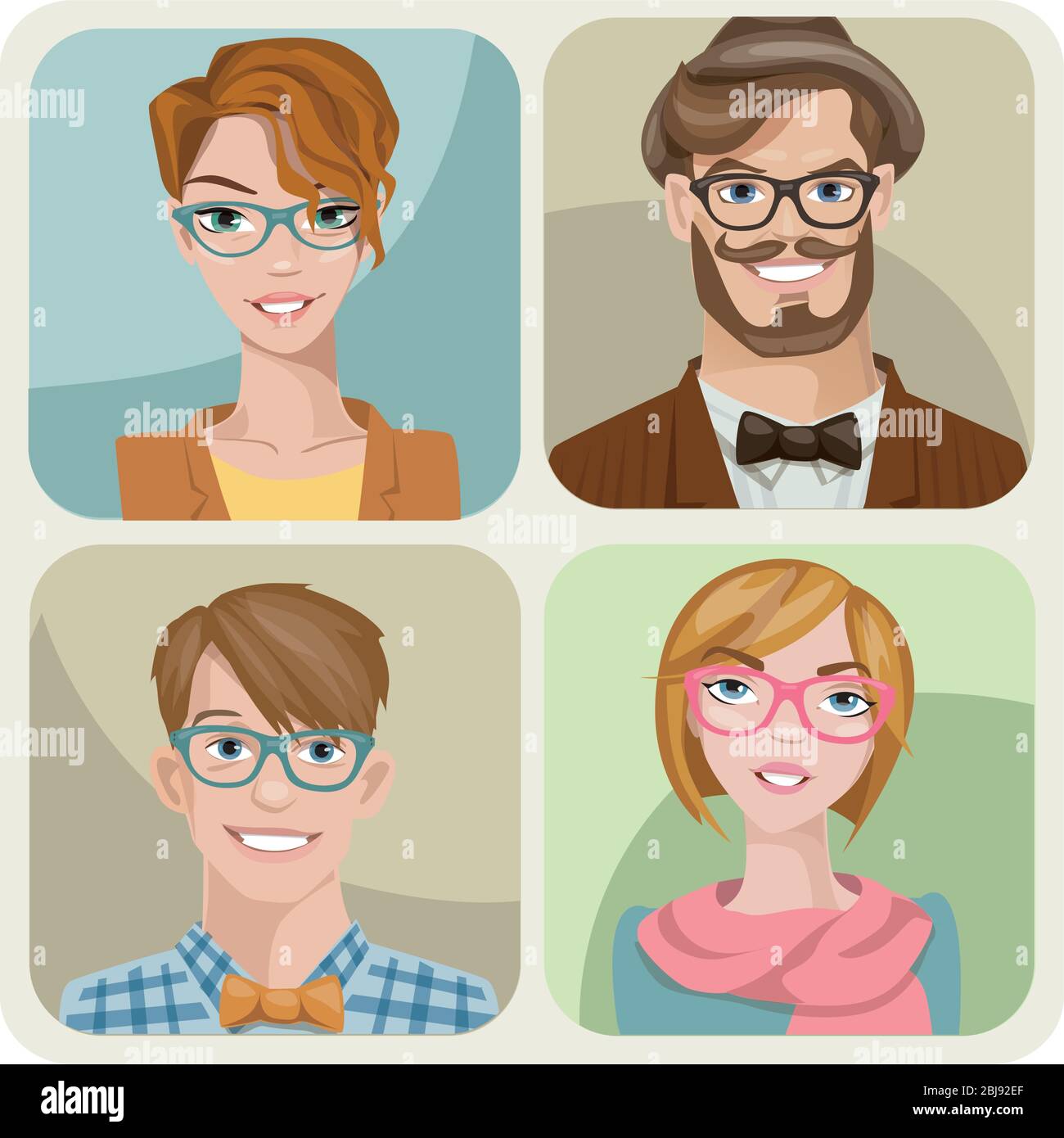 Set of four male and female young characters Stock Vector Image & Art ...