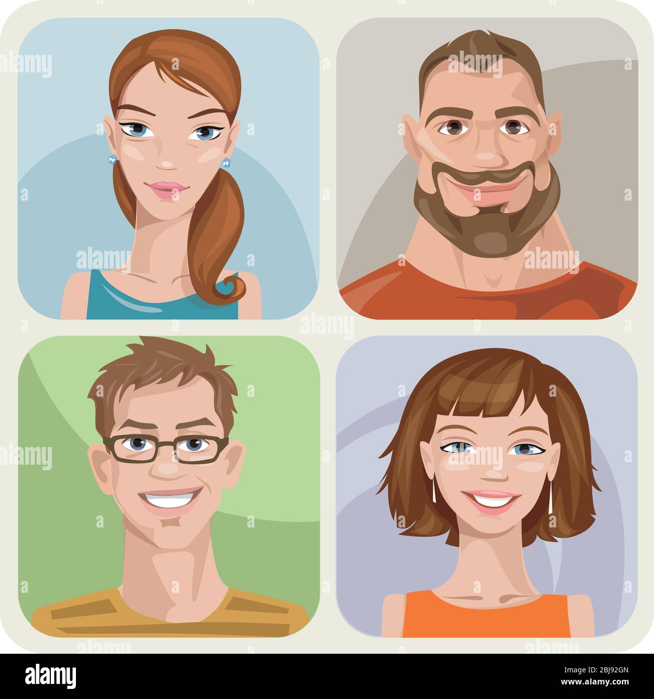 Set of four male and female young characters Stock Vector Image & Art ...