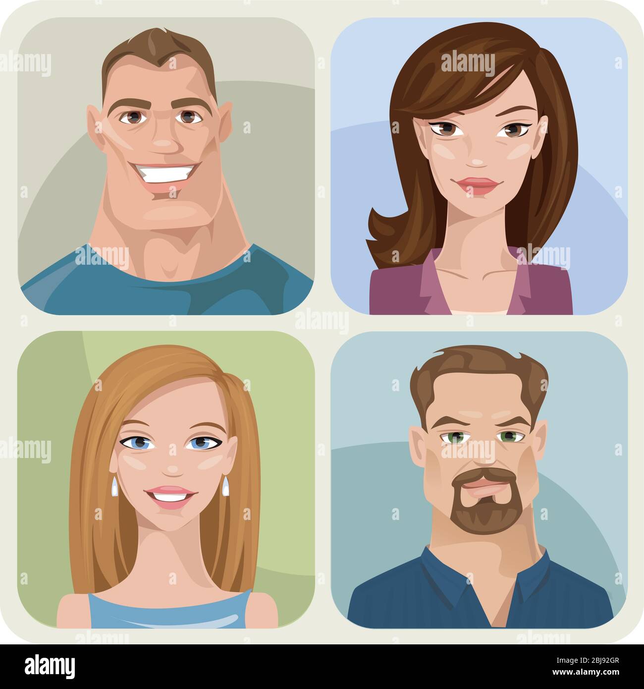 Set of four male and female young characters Stock Vector Image & Art ...