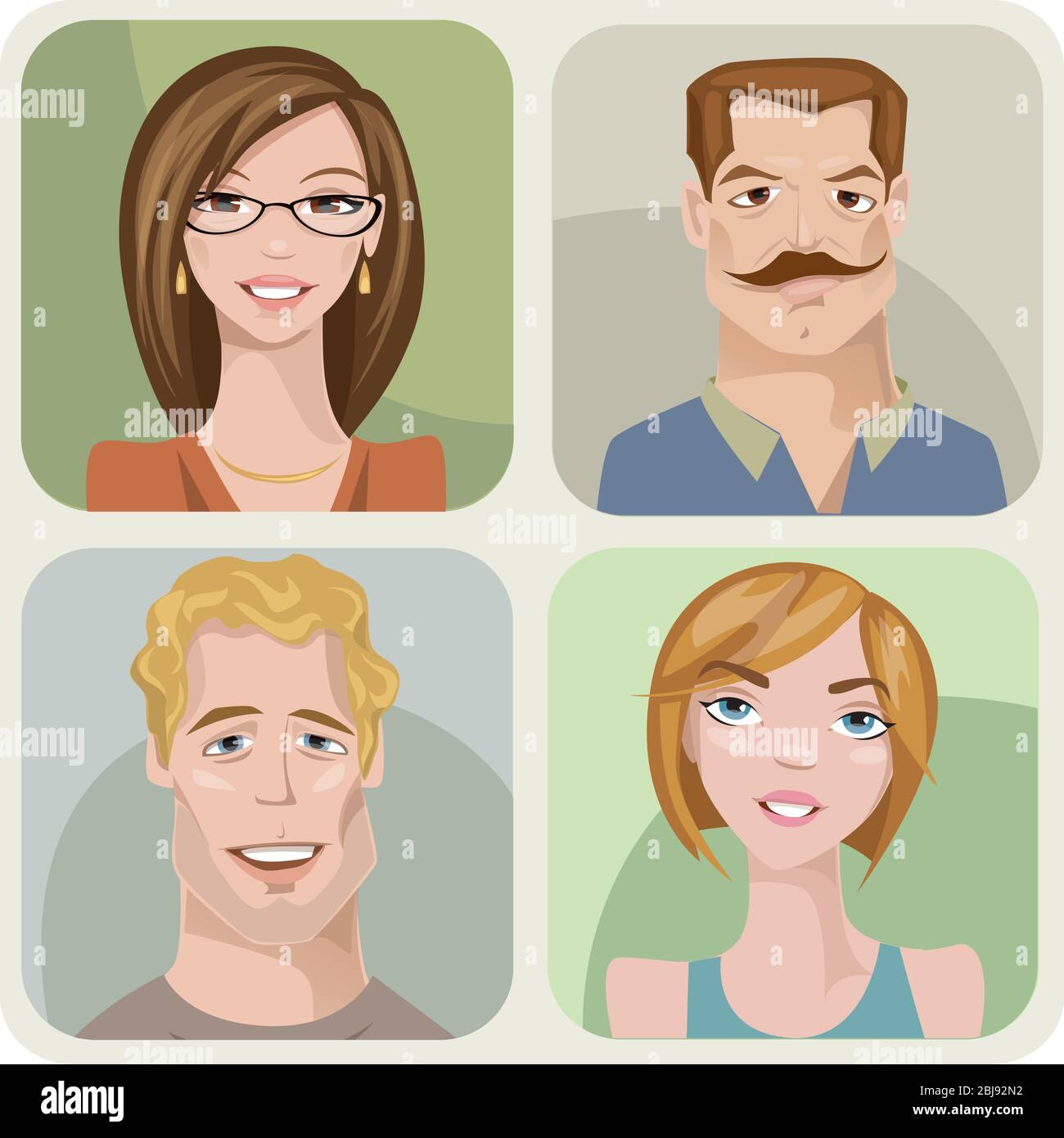 Set of four male and female young and adult characters Stock Vector ...