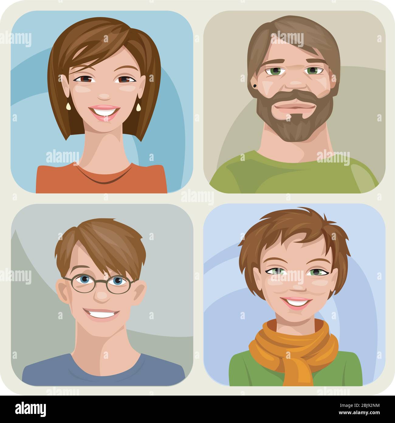 Set of four male and female young characters Stock Vector Image & Art ...