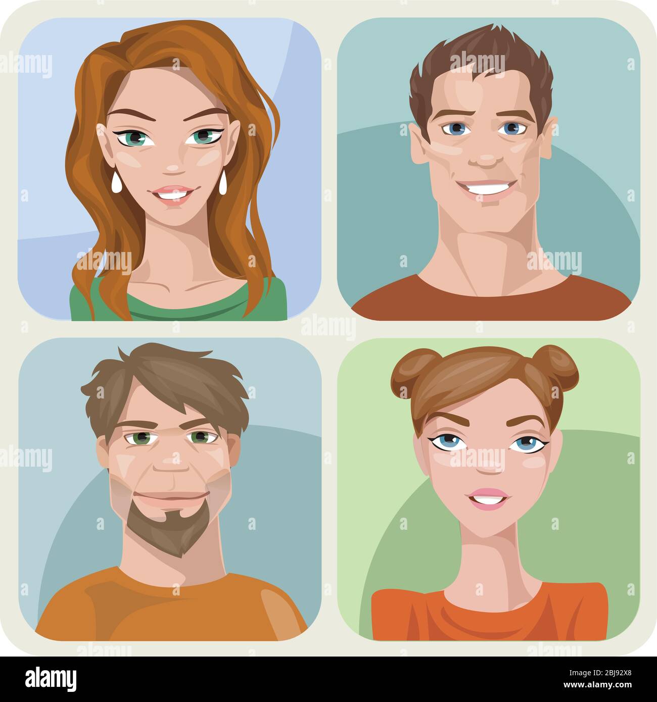Set of four male and female young characters Stock Vector Image & Art ...