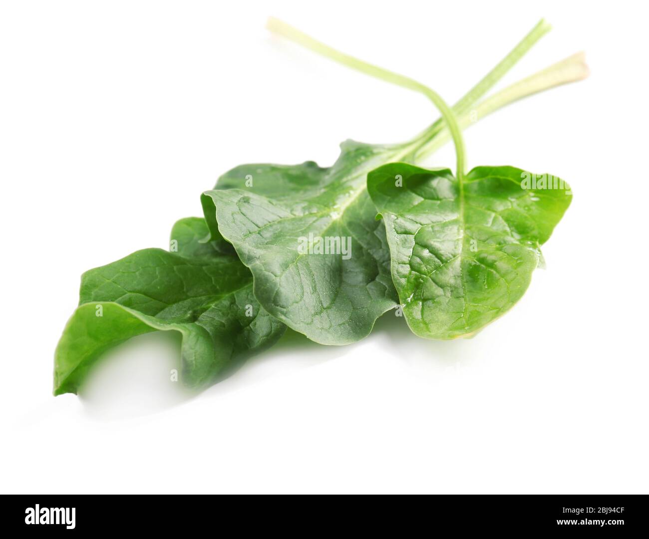 Fresh spinach leaves on white background Stock Photo - Alamy