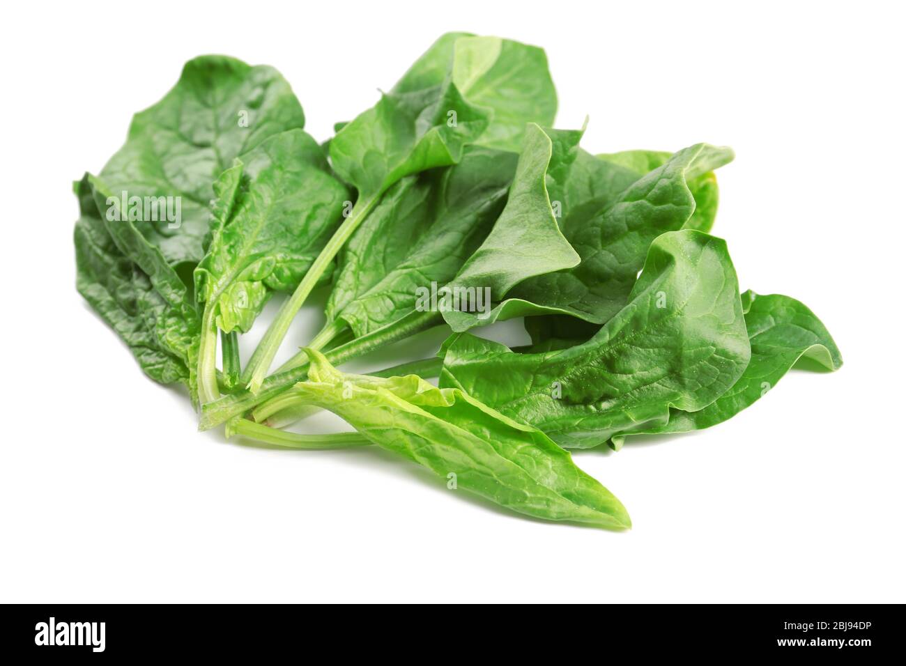 Fresh spinach leaves on white background Stock Photo - Alamy
