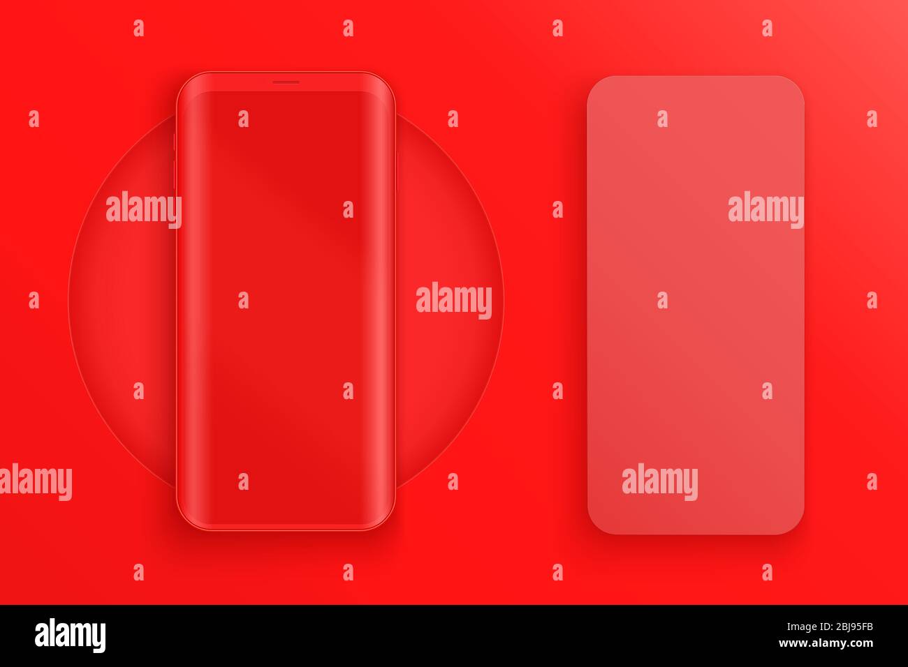 Smartphone presentation mockup in red color Stock Vector