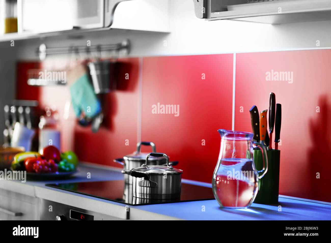 Modern kitchen interior with stove Stock Photo - Alamy