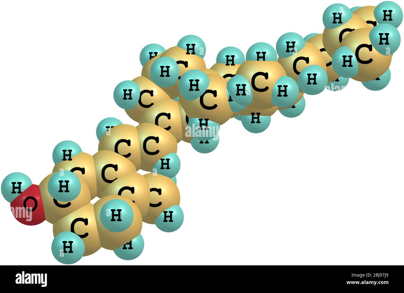 A molecular model of the hormonally active form of Vitamin D3 (Calcitriol, Rocaltrol or Calcijex). Stock Photo