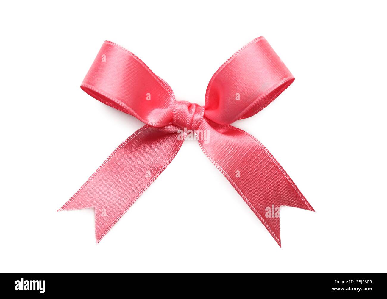 Pink ribbon bow on white background Stock Photo - Alamy