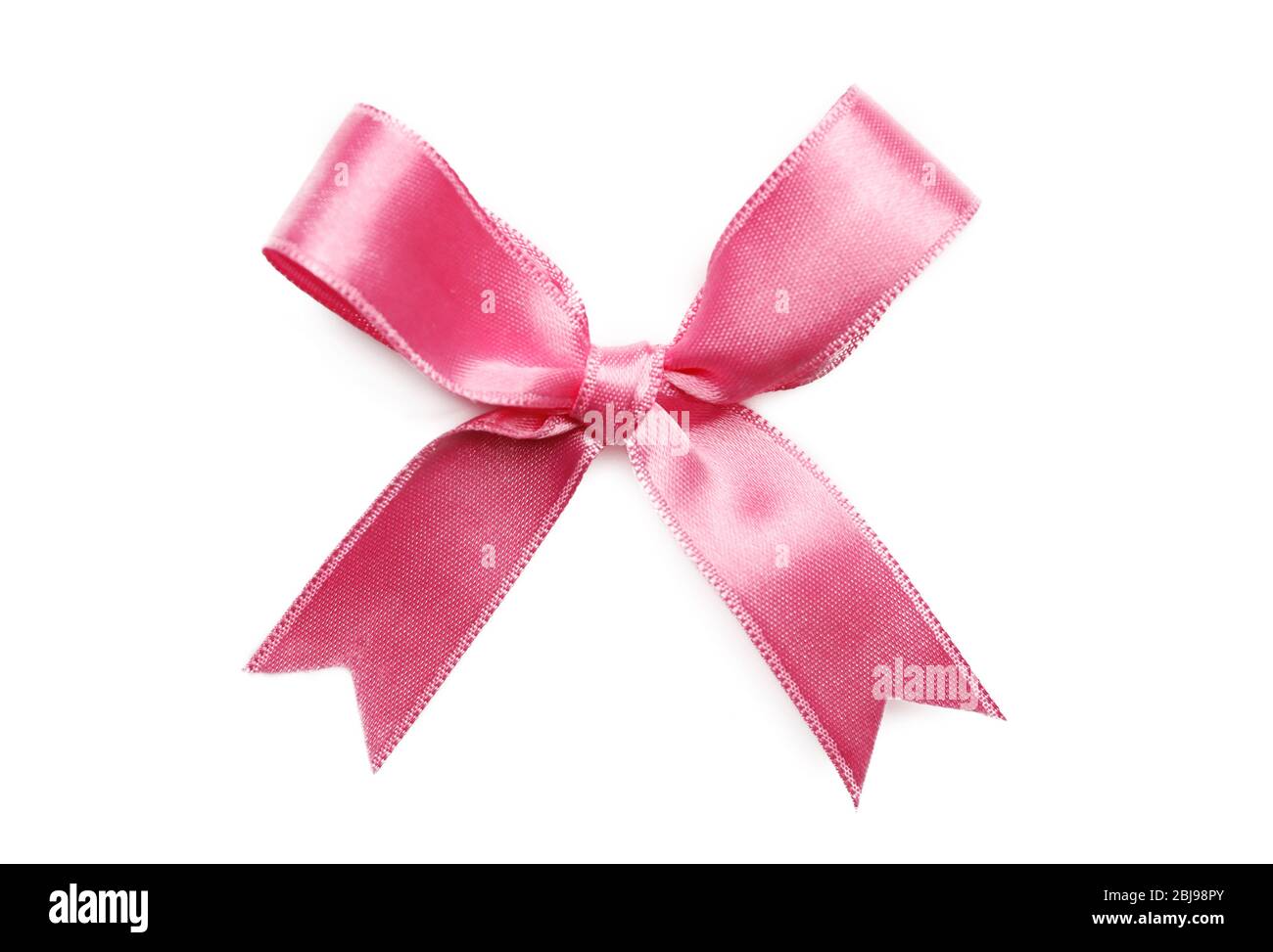 Pink ribbon bow on white background Stock Photo - Alamy