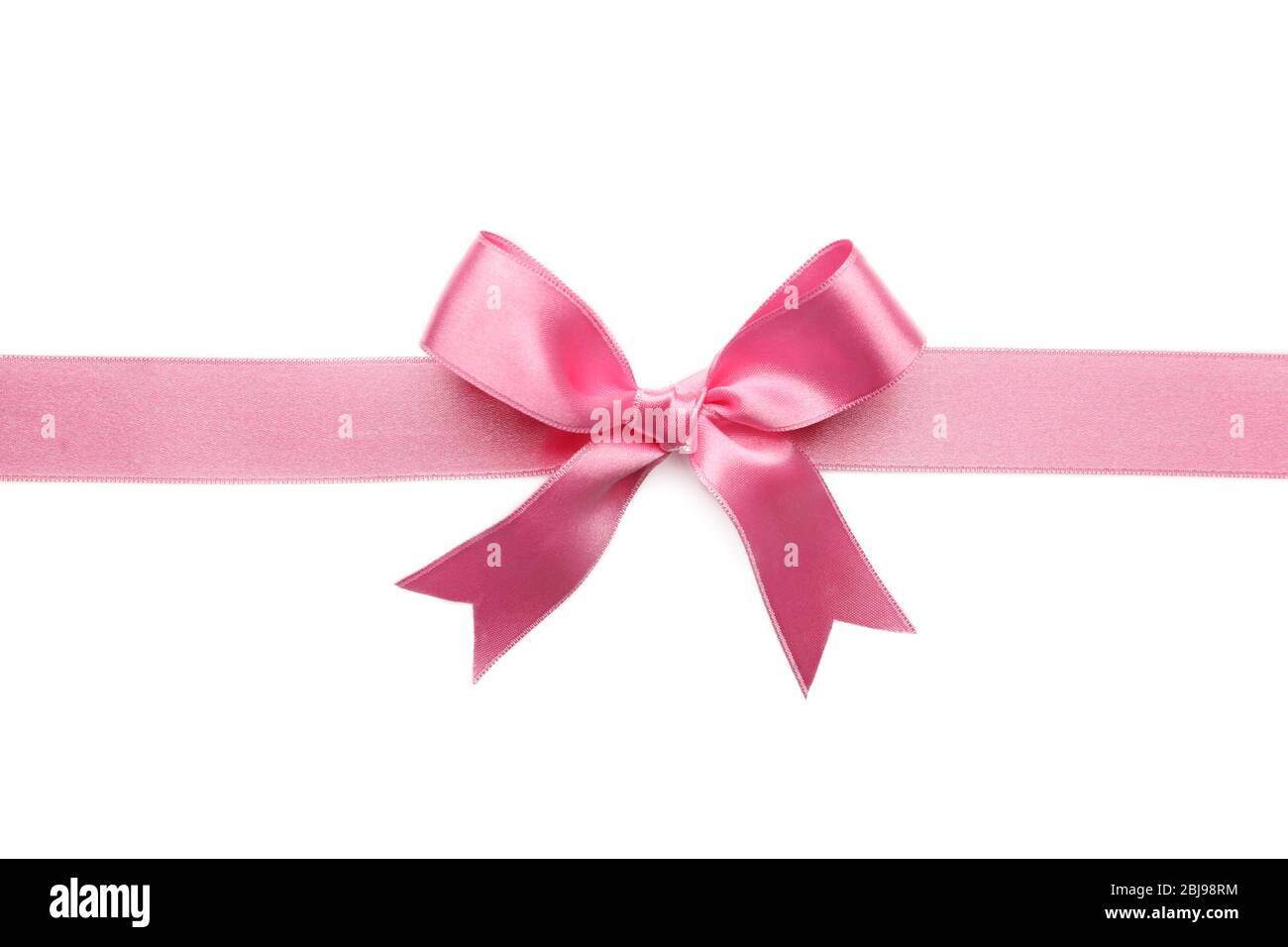 Pink ribbon bow on white background Stock Photo - Alamy