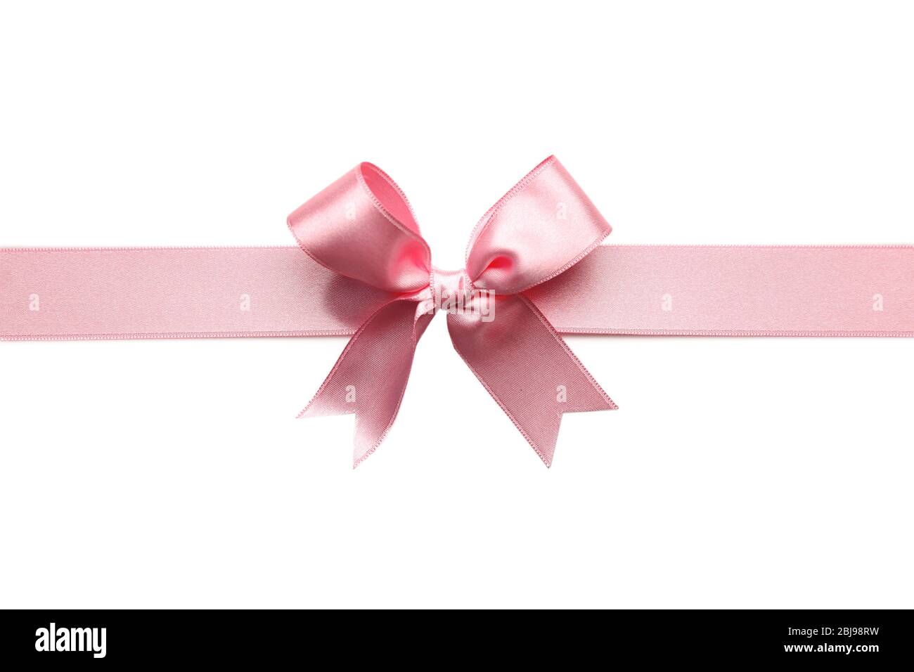 Pink ribbon bow on white background Stock Photo - Alamy