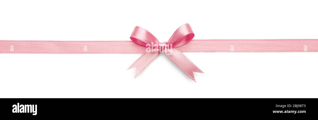 Pink ribbon bow on white background Stock Photo - Alamy