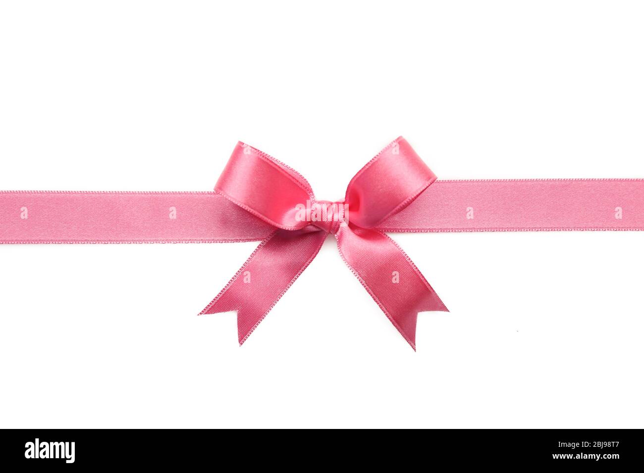 Pink ribbon bow on white background Stock Photo - Alamy
