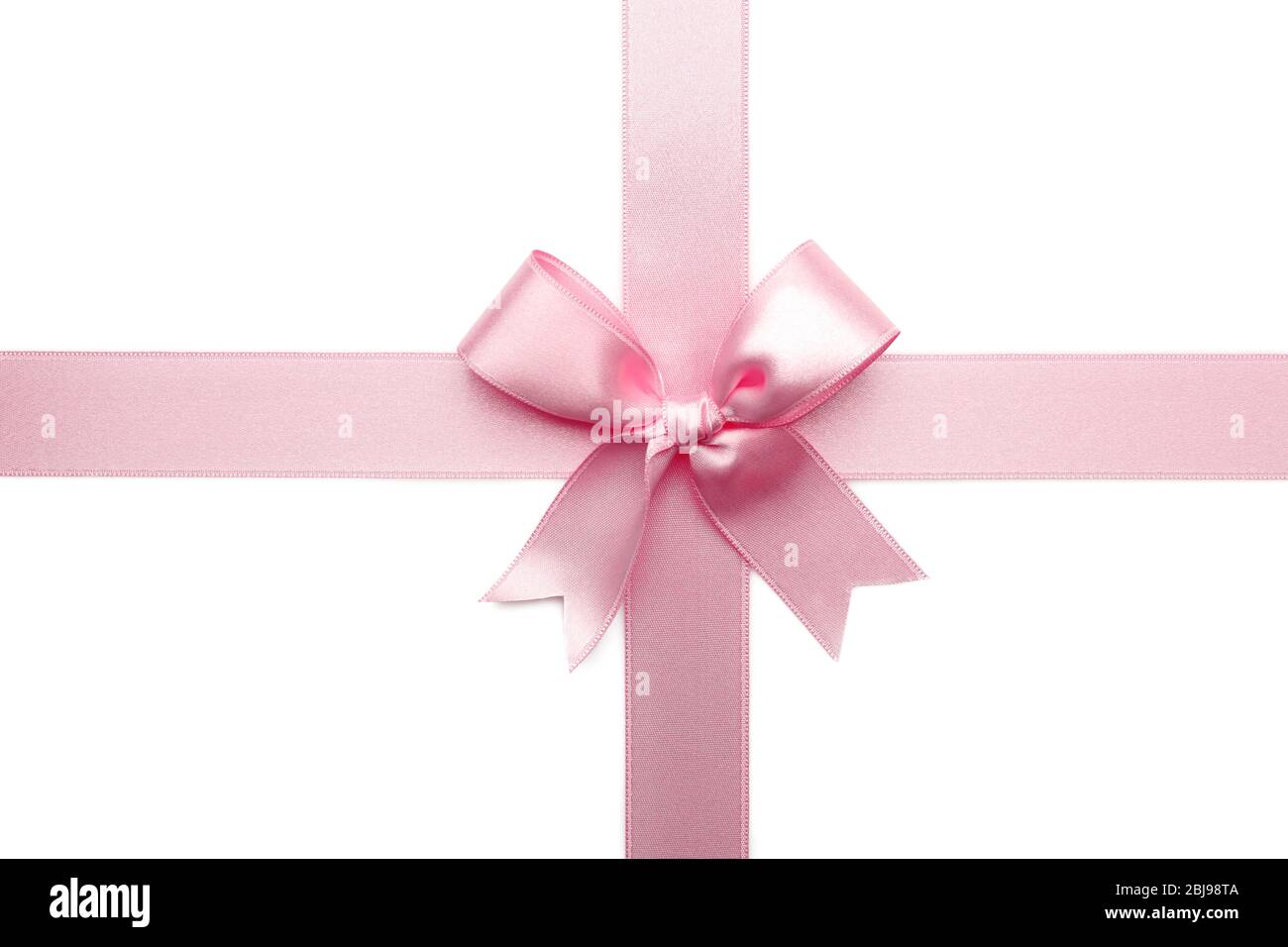 Pink ribbon bow on white background Stock Photo - Alamy