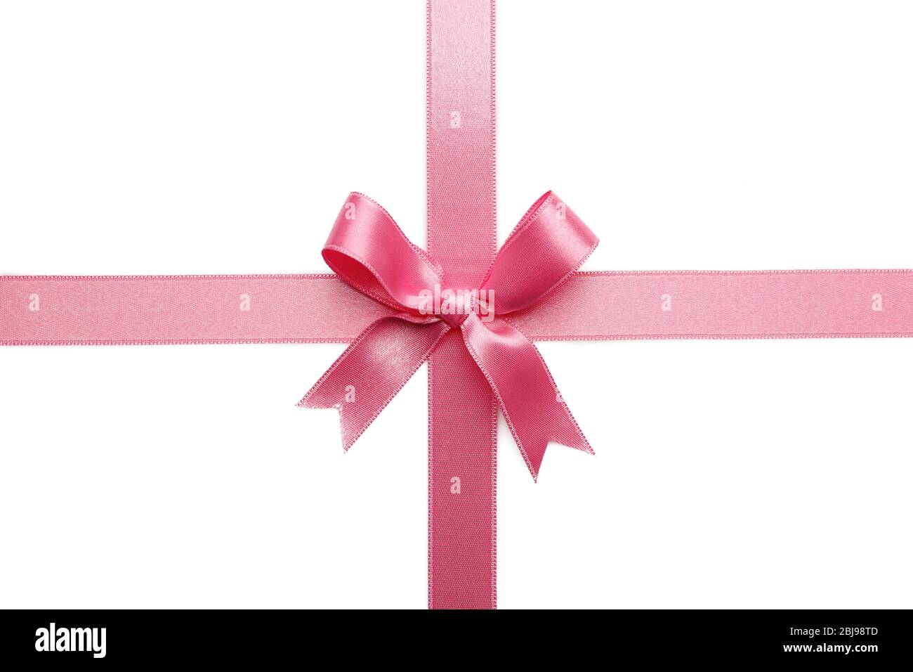 Pink ribbon bow on white background Stock Photo - Alamy