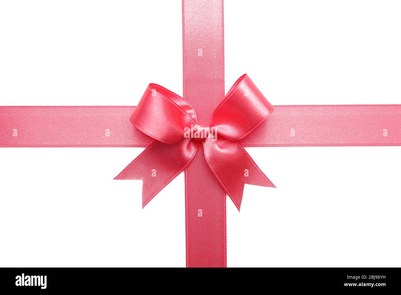 Pink ribbon bow on white background Stock Photo - Alamy