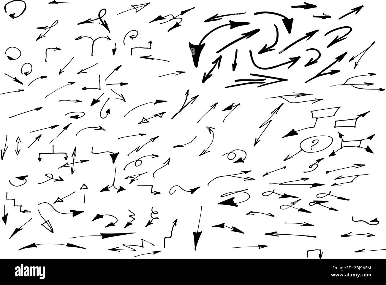 Arrow drawn on paper black Black and White Stock Photos & Images - Alamy