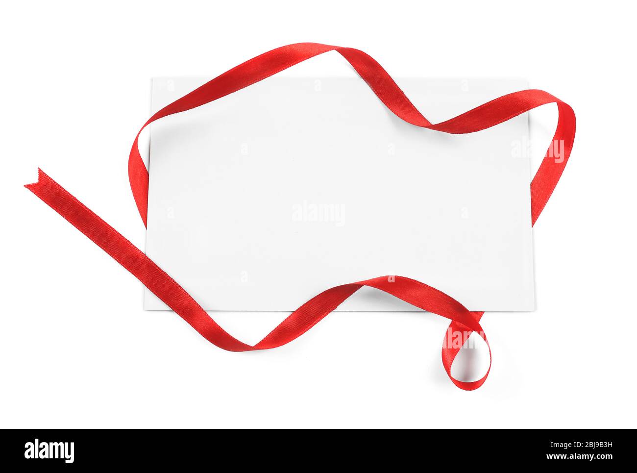 Note Card With Ribbon Note card with red ribbon on white background Stock Photo - Alamy