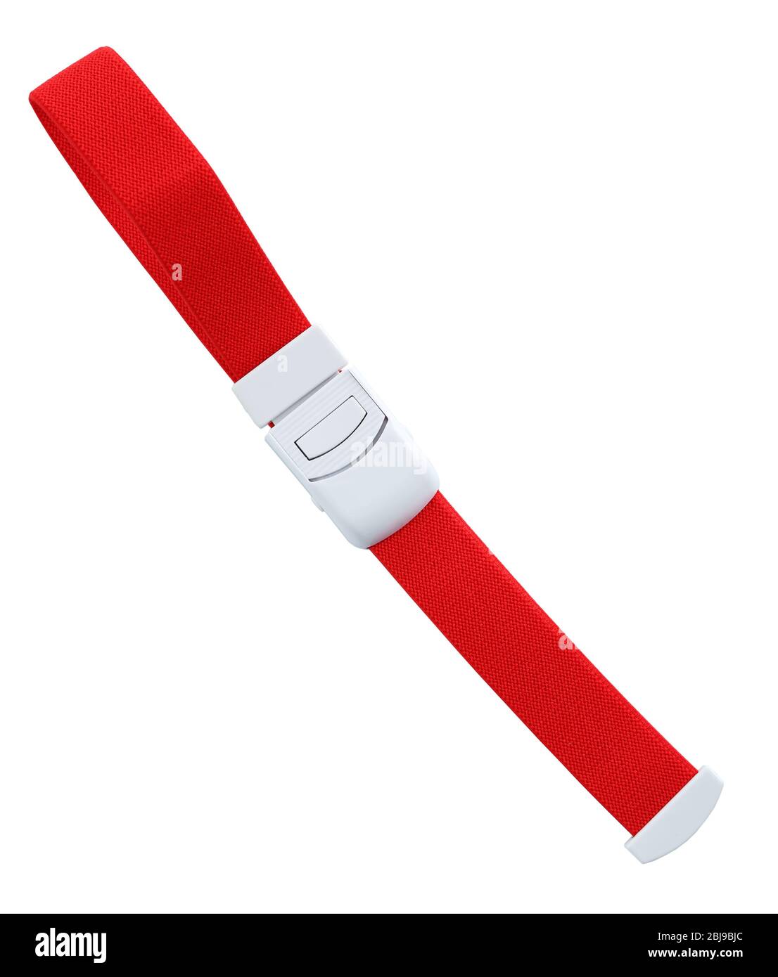 Red tourniquet band on a white background Stock Photo Alamy