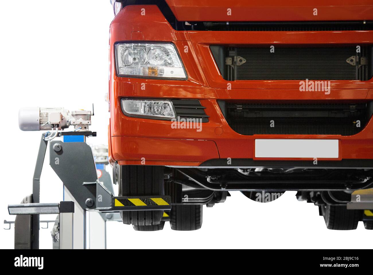 Truck on a lift in a car service Stock Photo - Alamy