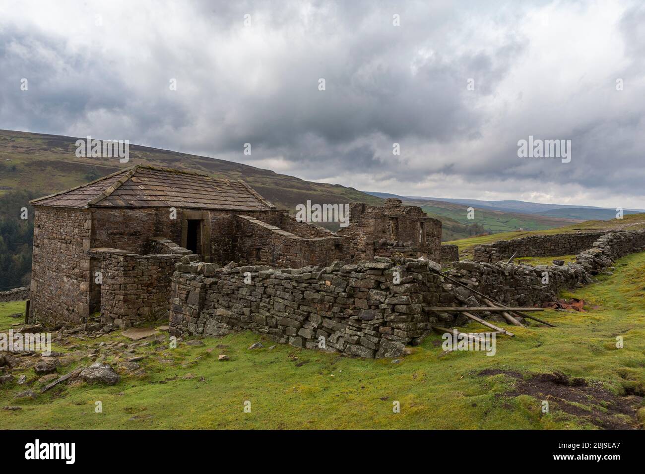 The ruins of Crackpot Halll near Keld, Upper Swaledale, North Yorkshire, England, UK Stock Photo
