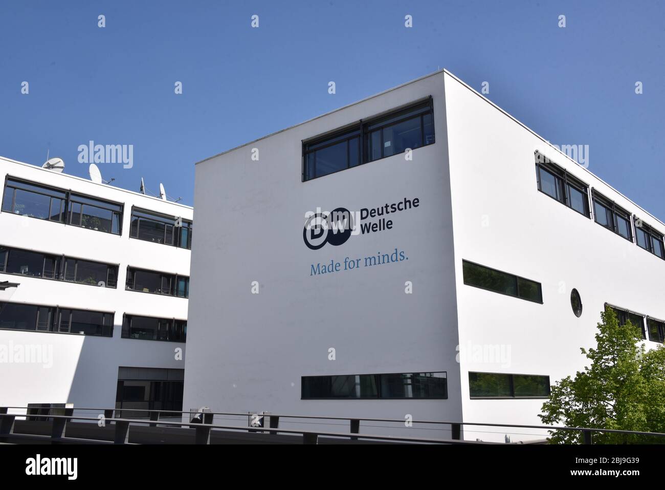 Bonn, Germany. 26th Apr, 2020. Logo, lettering of Deutsche Welle (DW), international broadcaster of the Federal Republic of Germany and member of ARD, It is broadcast in about 30 languages Credit: Horst Galuschka/dpa/Alamy Live News Stock Photo