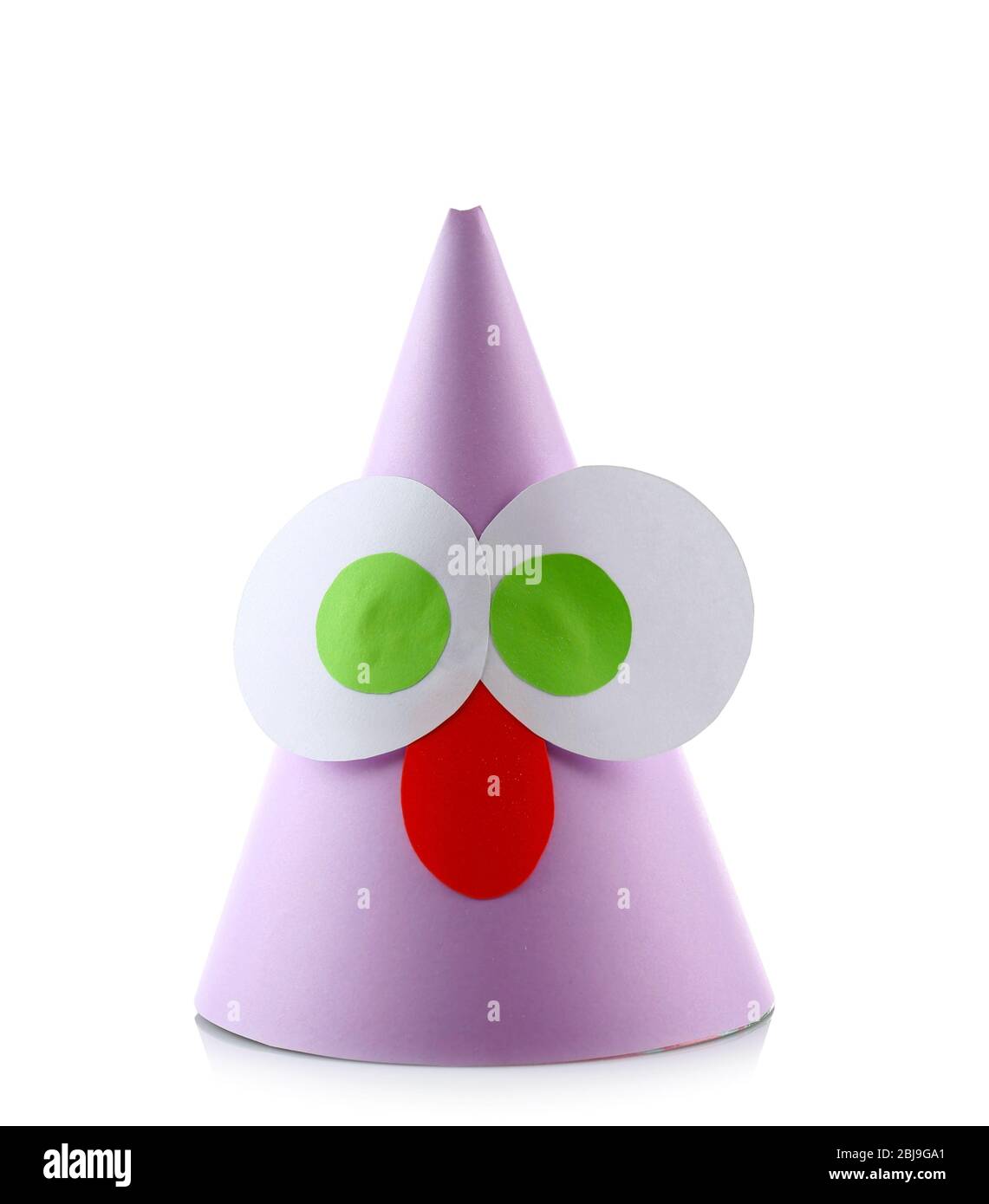 Funny birthday cap with decorative eyes isolated on white Stock Photo