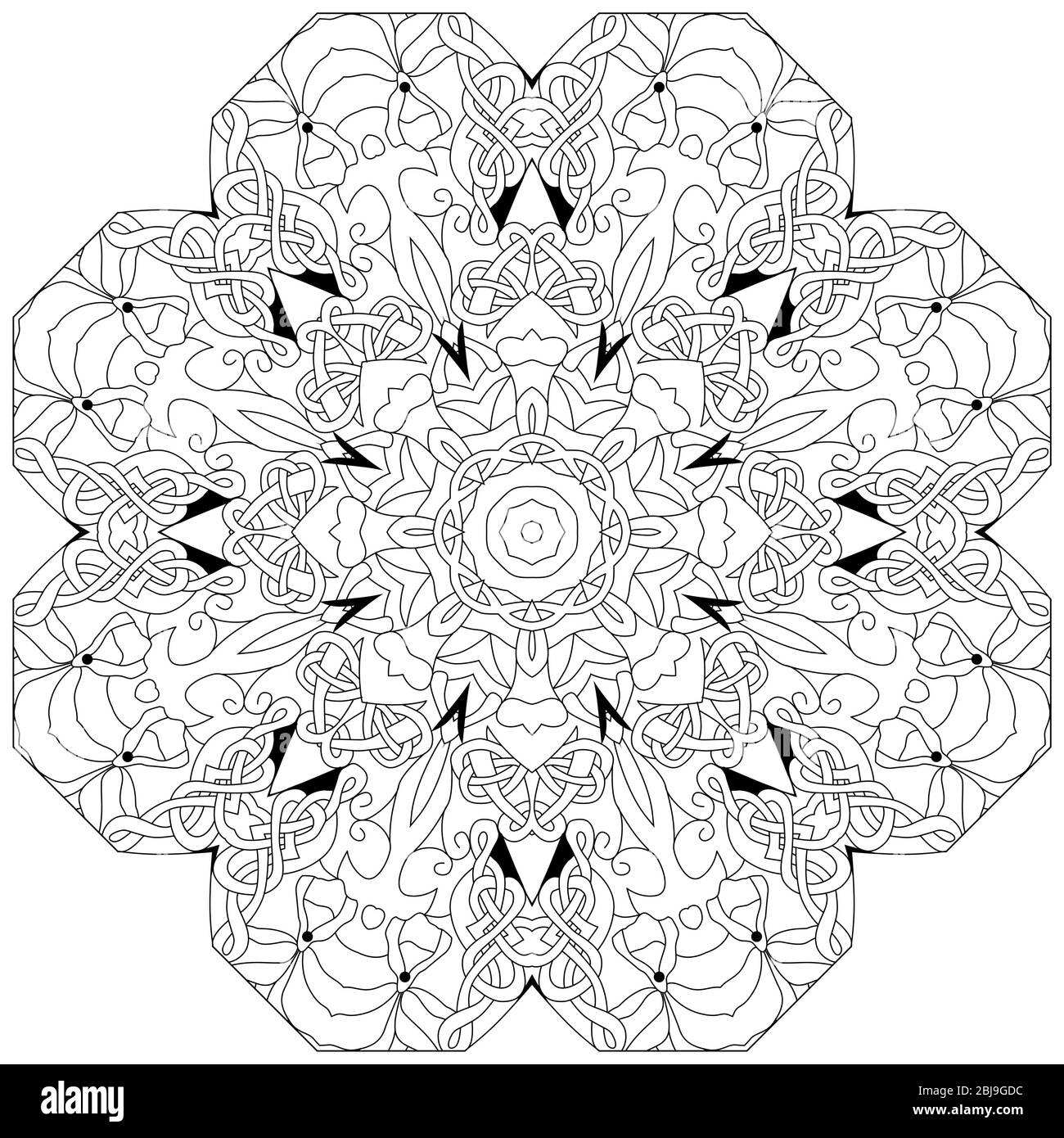 Hand drawn zentangle circular ornament for coloring page Stock Vector ...