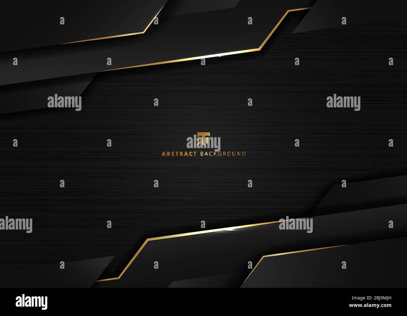Abstract technology geometric glowing gold and black color shiny motion ...