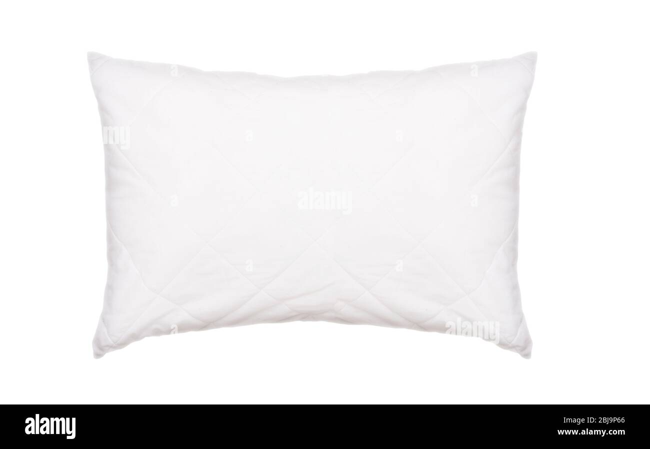White pillow isolated on white background, used pillow Stock Photo