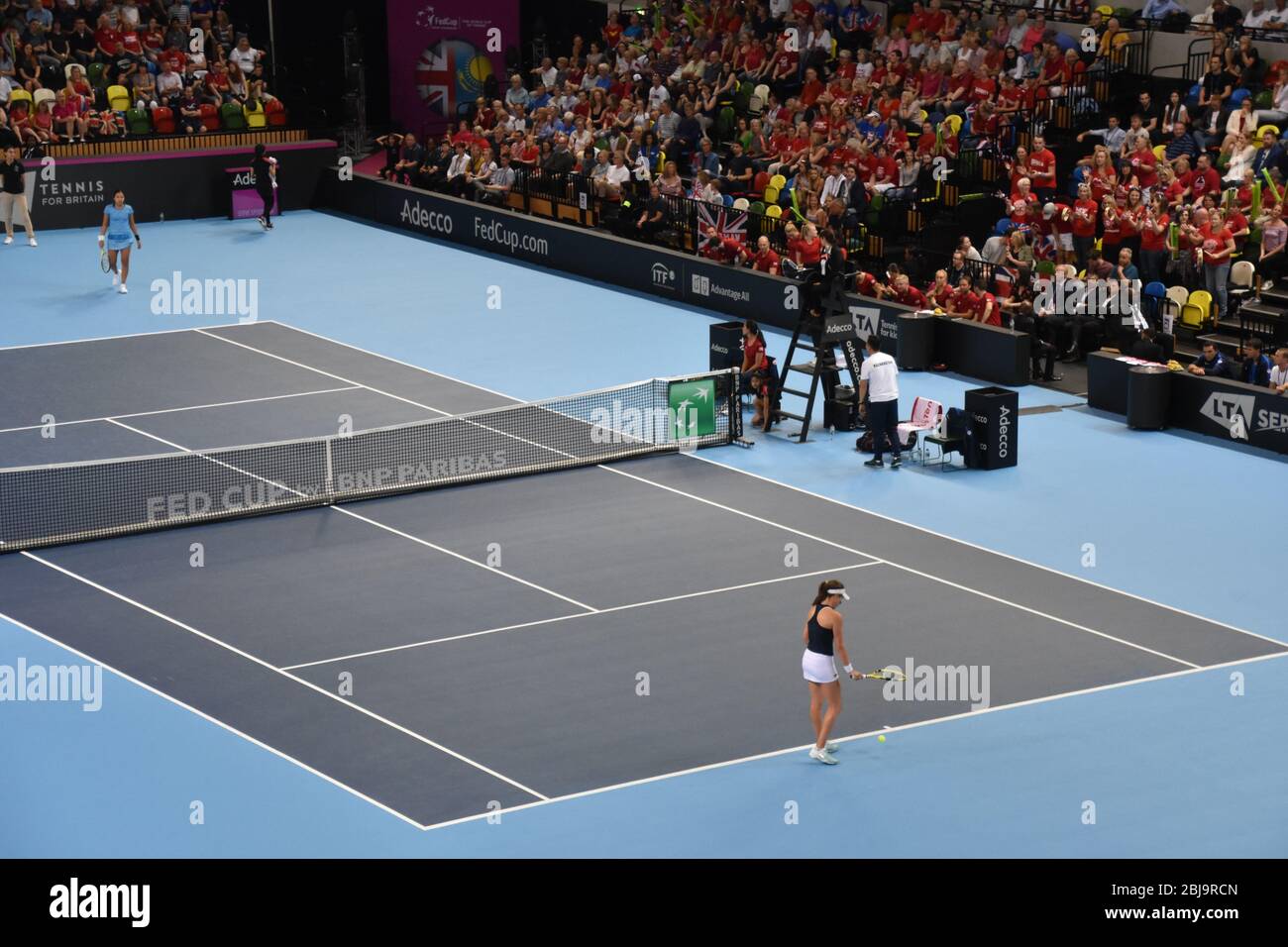 The British female tennis player Johanna Konta playing at the women's tennis  Fed Cup against Kazakhstan on the 20th of April 2019, Copper Box Arena  Stock Photo - Alamy