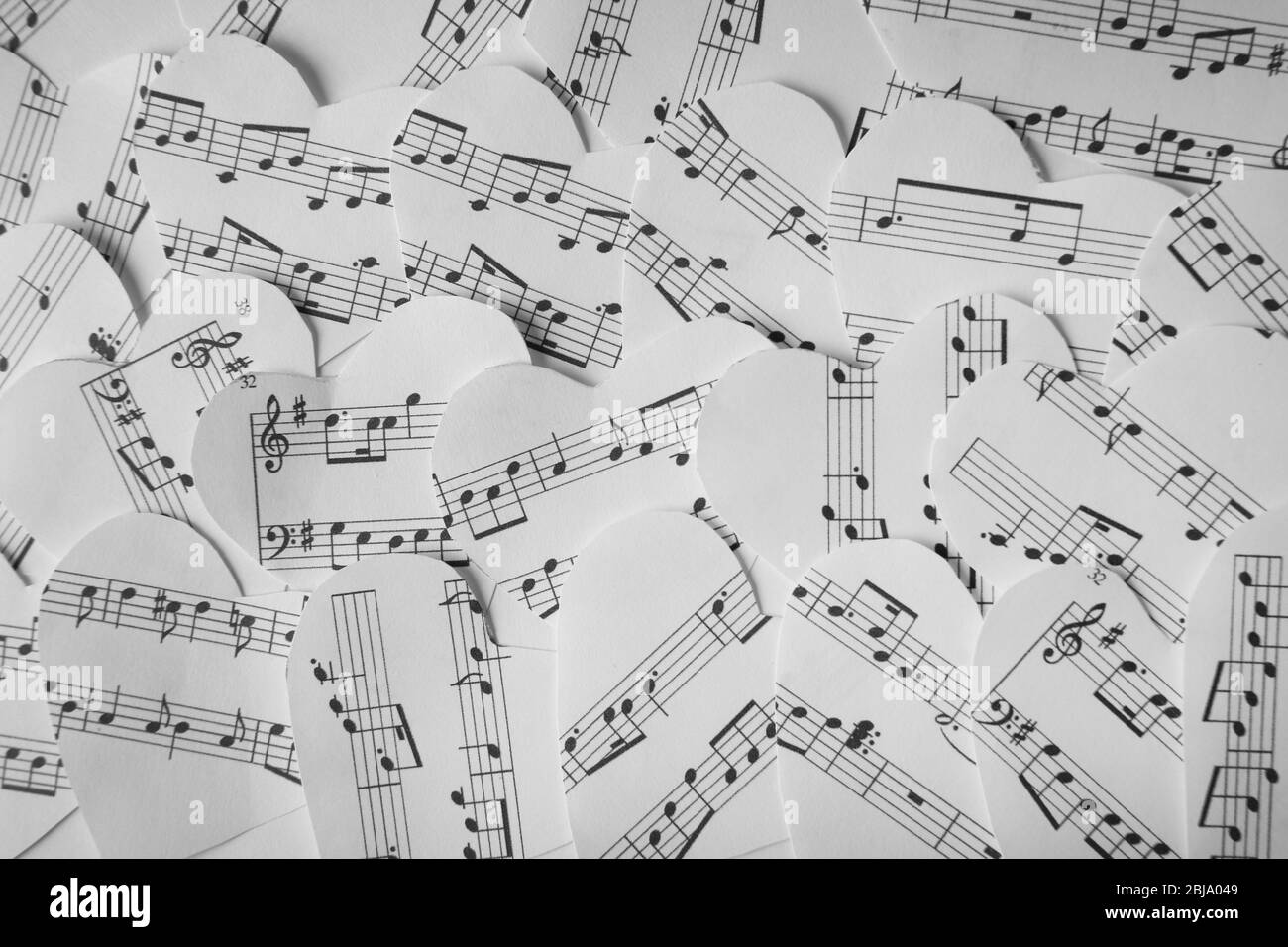 Paper hearts with music notes background Stock Photo Alamy