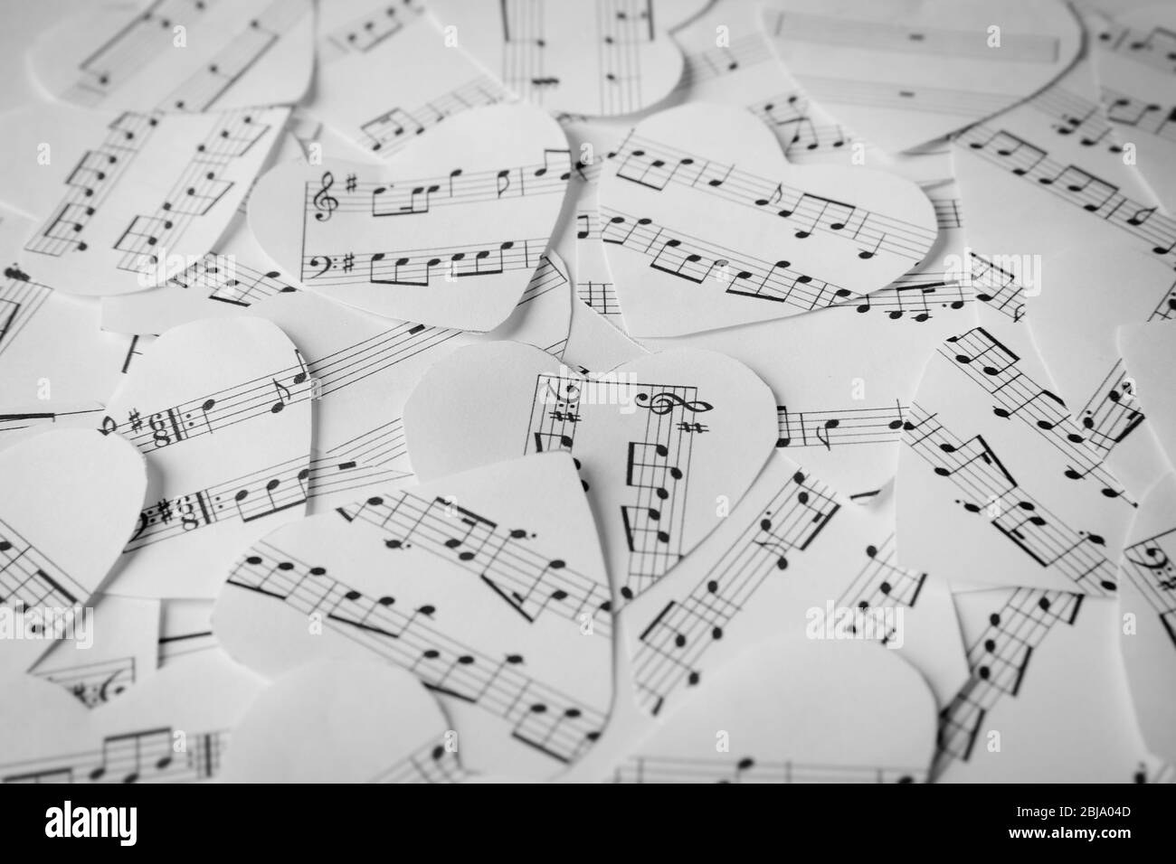 Paper hearts with music notes background Stock Photo Alamy