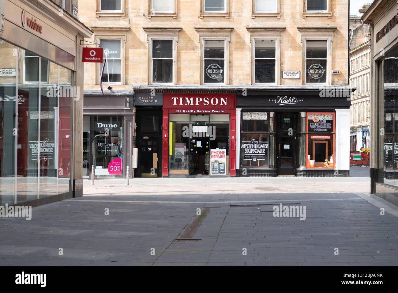 Timpson store, closed during the coronavirus pandemic lockdown, Buchanan Street, Glasgow, Scotland, UK Stock Photo