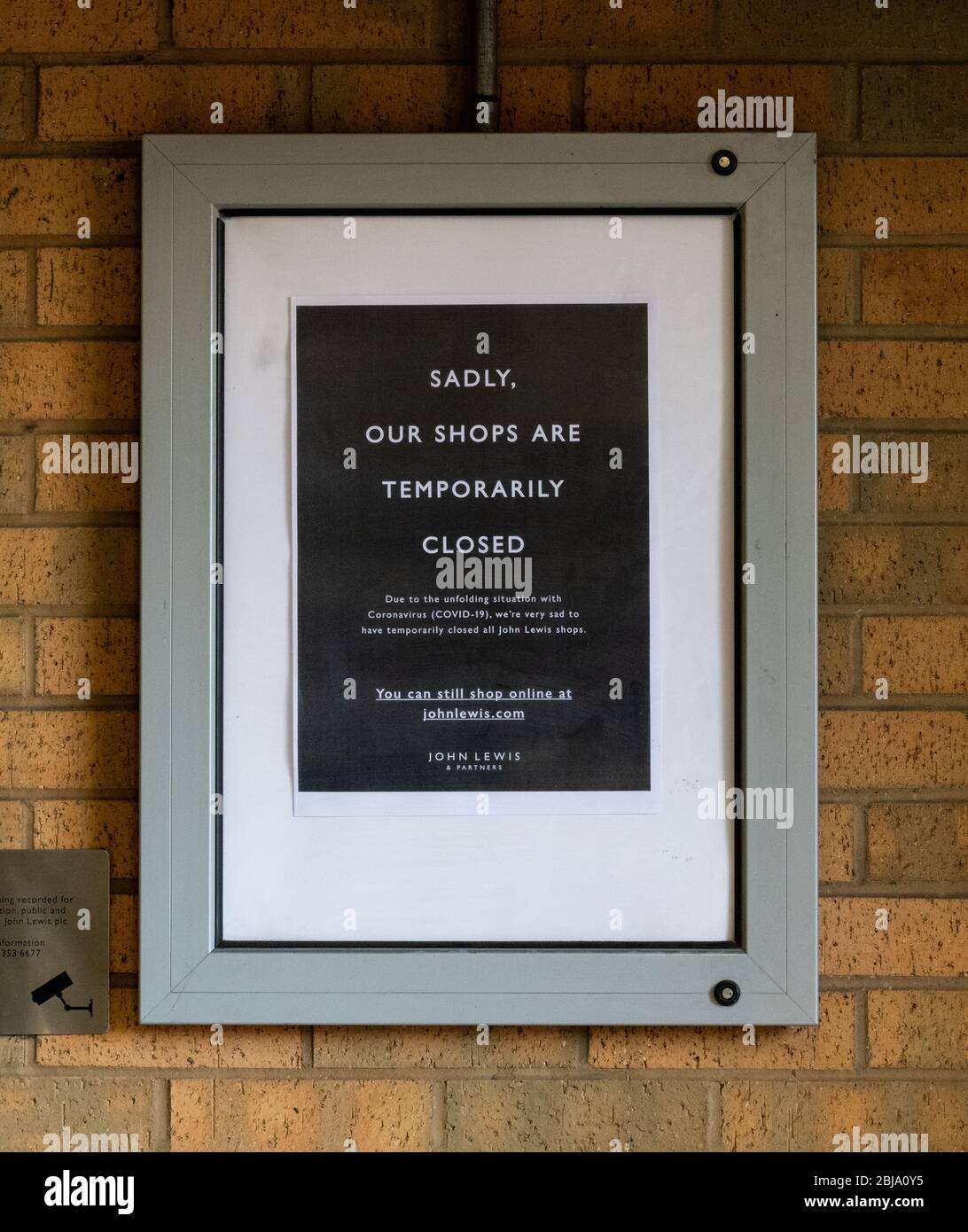 John Lewis closed sign during the coronavirus pandemic, Glasgow