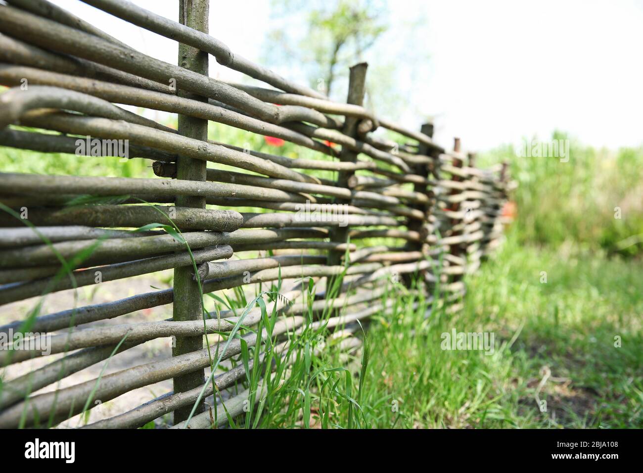 Handmade wicker fence Stock Photo Alamy