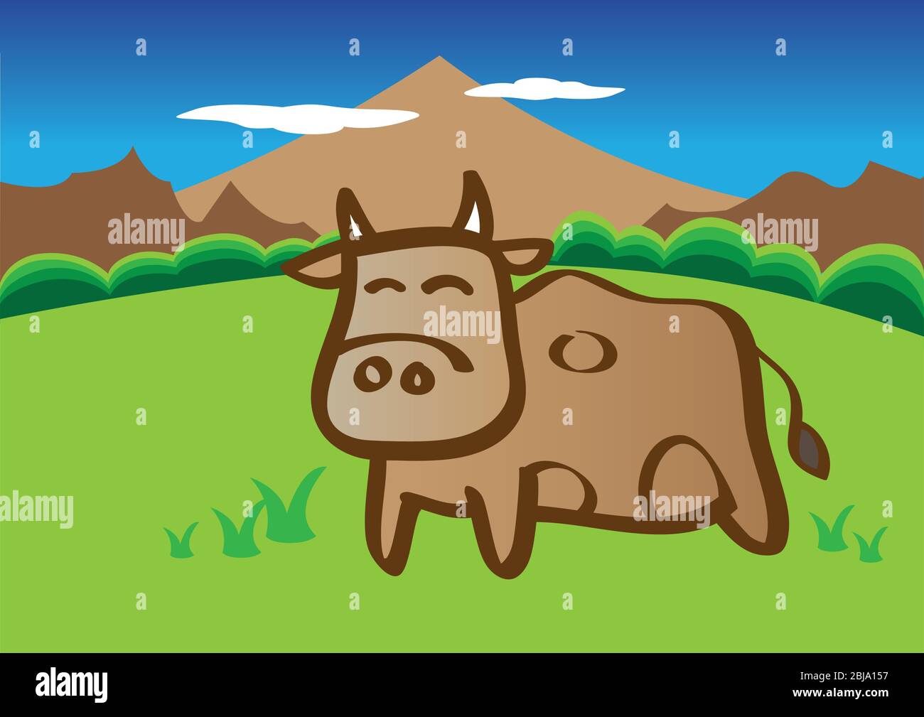 Vector illustration of cow in the nature field Stock Vector Image & Art ...