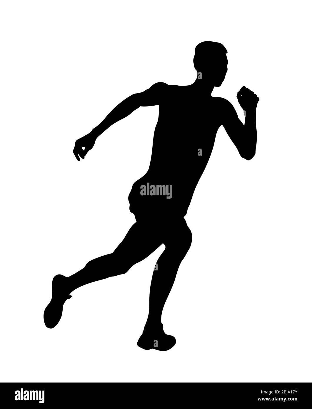 male athlete run up high jump black silhouette Stock Photo
