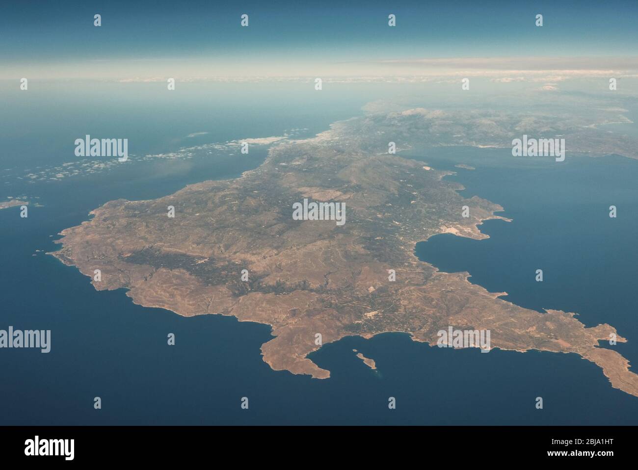 Aerial view of the Crete, the largest of the Greek islands and one of the largest islands in the