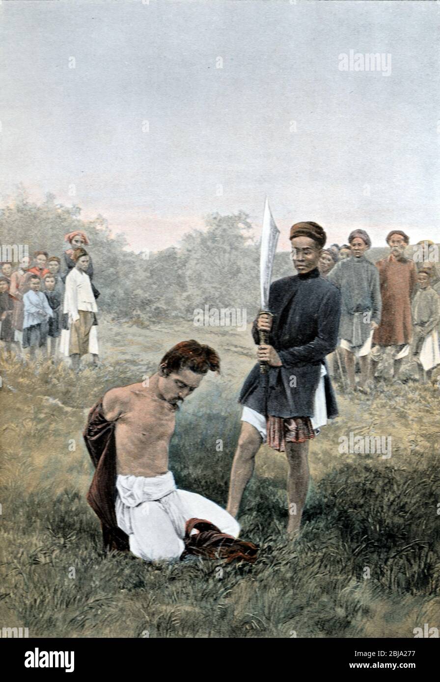 Beheading or Execution of a Prisoner in Vietnam c1890 Stock Photo
